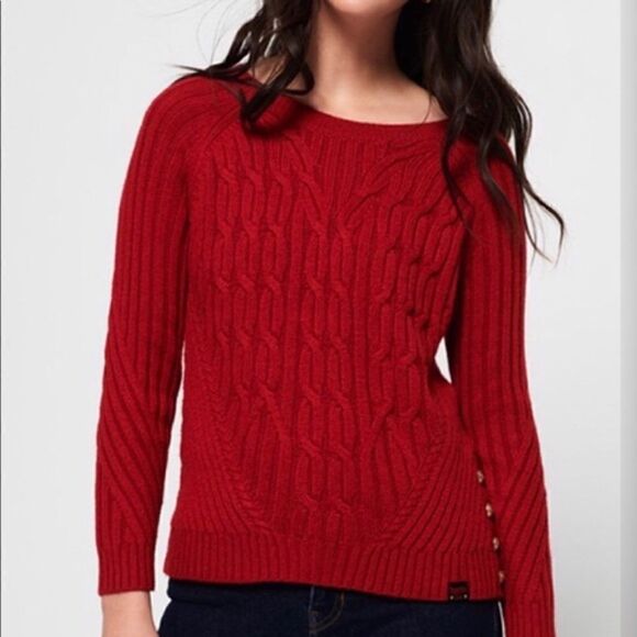 Superdry Hester cable knit red sweater - Picture 4 of 7